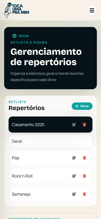 Print real da banda: Monte repertórios por show