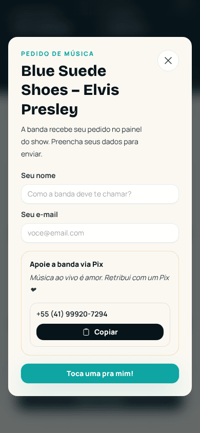 Print real do passo 03: O pedido vai para o painel da banda